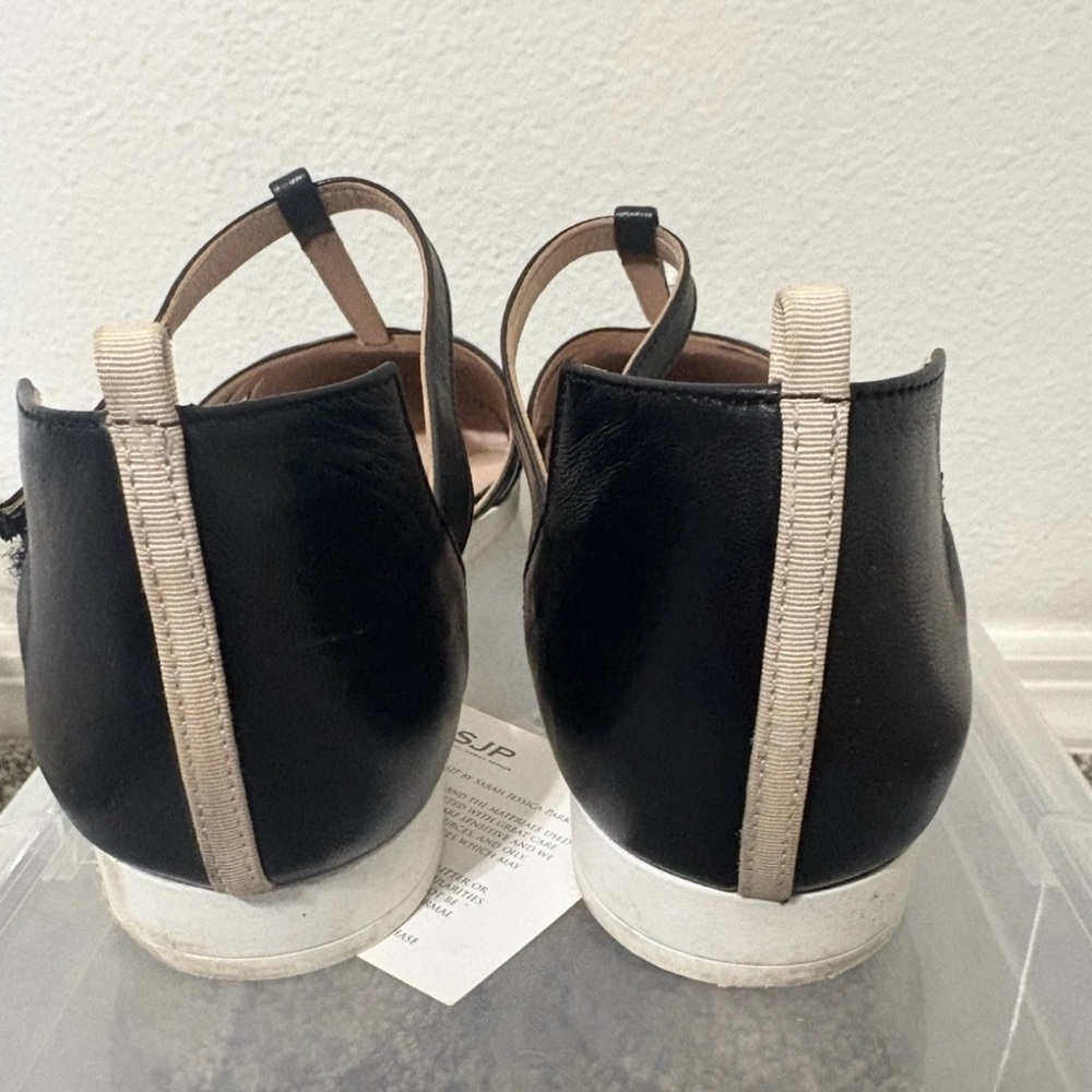 Sarah Jessica Parker SJP Meteor T Strap Flats Black Leather Size 36.5 - Picture 4 of 6